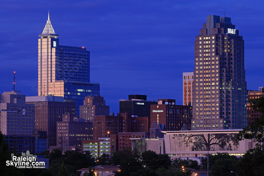 Downtown from Dorothea Dix at dusk.