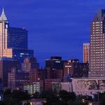 Downtown from Dorothea Dix at dusk.