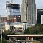 The framework of the RBC Plaza Condominium crown sits atop the 34th floor.