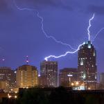 Detailed crop of lightning over Raleigh.