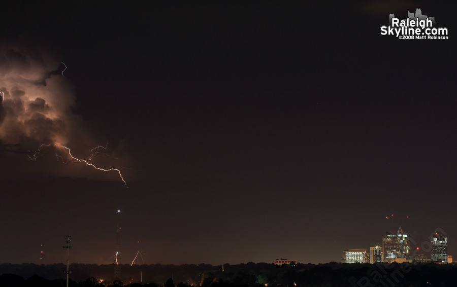 Lightning jumps from a storm to the ground