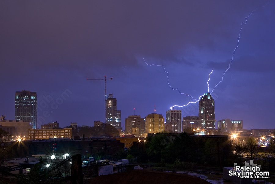 City Lightning over downtown Raleigh from the Boylan Avenue perspective.