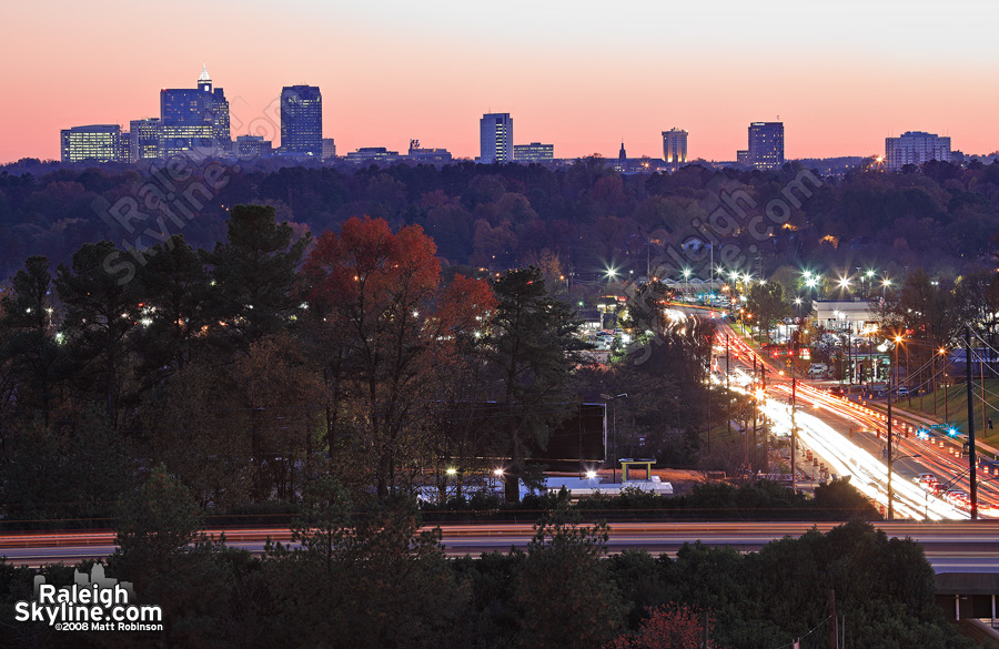 Fall sunset from Wake Forest Road