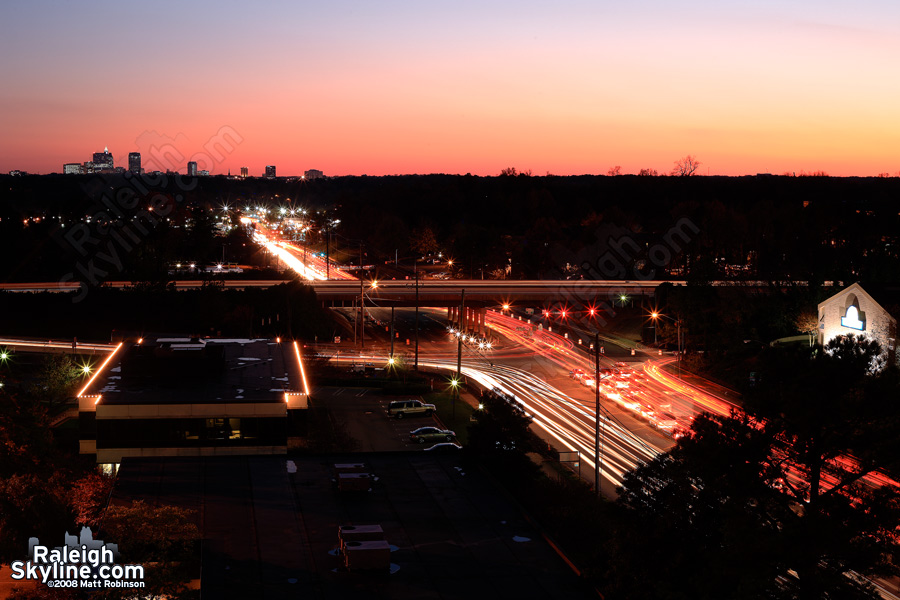 Traffic time lapse from Wake Forest Road at Six Forks