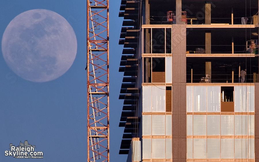 The full Moon rise accompanies construction workers on RBC.