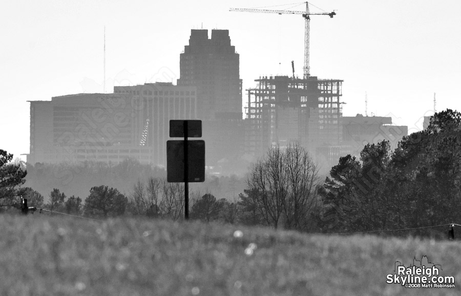 RBC Plaza is much higher now than from this picture, near Louisburg Road and Capital Boulevard in north Raleigh.