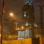 The tower crane for the L Building stretches even past West Davie street.