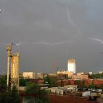 Earlier 'Anvil Crawler' lightning before the rainbow.