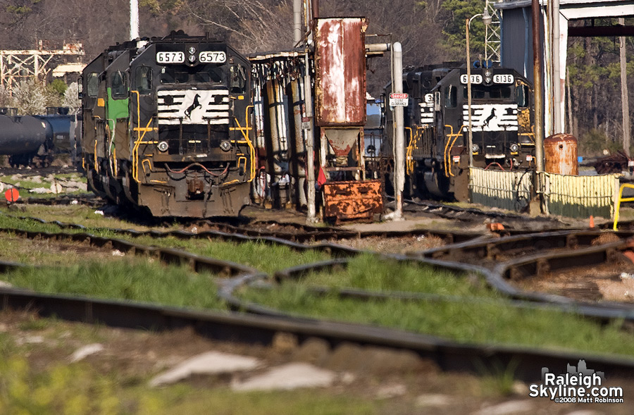 Norfolk Southern Locomotives rest at the Raleigh Yard.