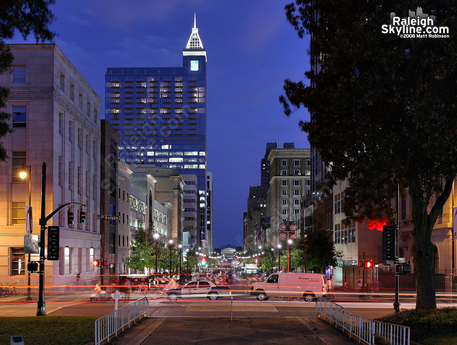 Busy Fayetteville Street on Saturday during Raleigh Wide Open.