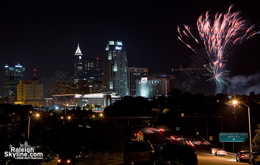 Fireworks during Raleigh Wide open.