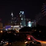 Fireworks over the city during Raleigh Wide Open 3.