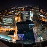 400 feet above Downtown Raleigh at night.