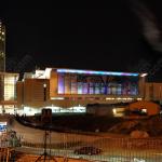 Fireworks accompany the lighting of the shimmer wall.