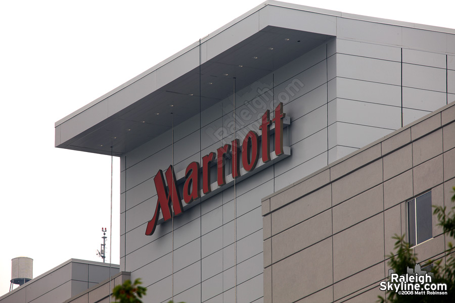 Raleigh Marriott sign atop the 'City Center' hotel.