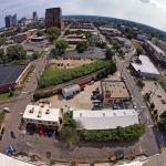 Fisheye looking south from the rooftop of the West at North.