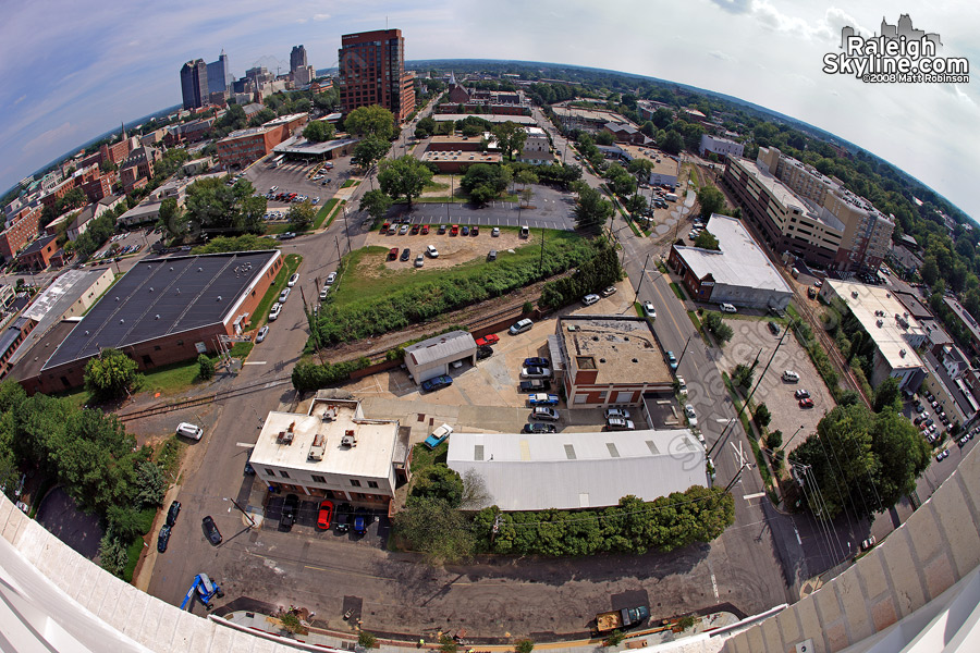 Fisheye looking south from the rooftop of the West at North.