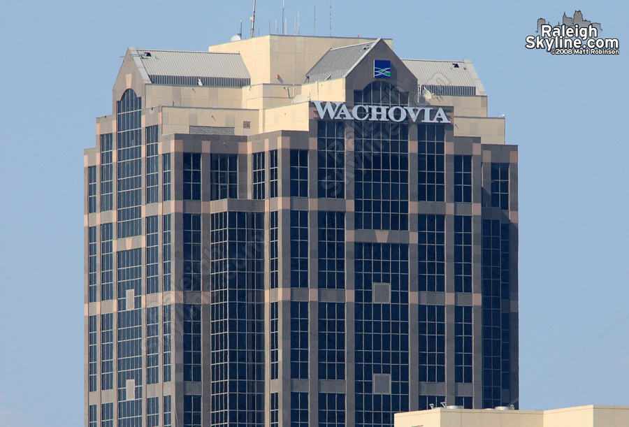 New Wachovia sign atop Raleigh's Wachovia Capitol Center.