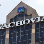 Close up of new Wachovia sign atop Raleigh's Wachovia Capitol Center.