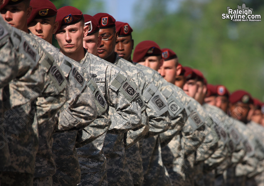 Soldiers await the start of the parade