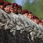 Soldiers await the start of the parade