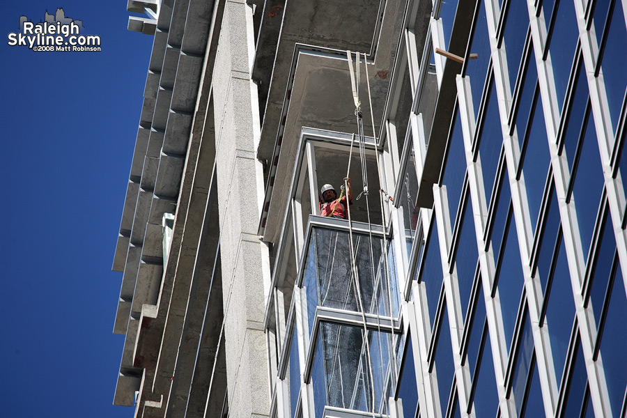 Worker atop RBC Plaza Condominiums