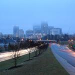 Fog begins to consume downtown Raleigh.