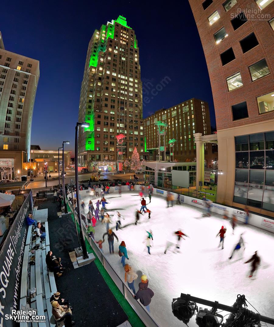 Ice skating at winterfest at City Plaza in downtown Raleigh