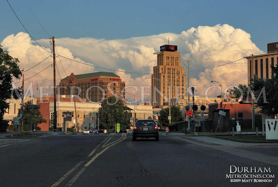 Storms in Goldsboro compete with the Durham skyline