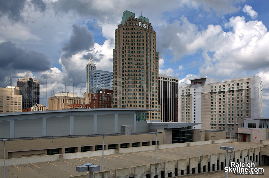 Elevated view over the Raleigh Convention center