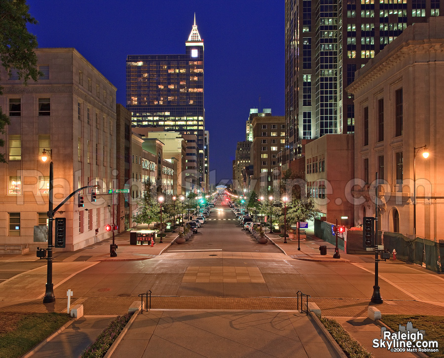 Raleigh's Main street at night