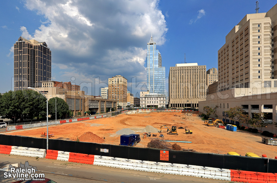 Low aerial of the courthouse expansion site