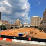 Low aerial of the courthouse expansion site