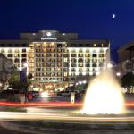 Crescent moon sets over the Renaissance Hotel at North Hills