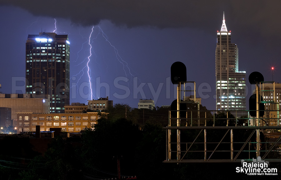 Lightning between Wachovia Building and RBC Plaza