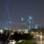 Bolt striking in the rain