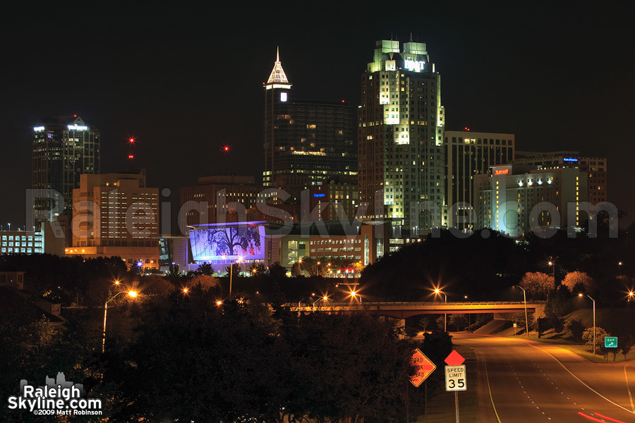 Raleigh Skyline with Shimmer wall at the Convention Center