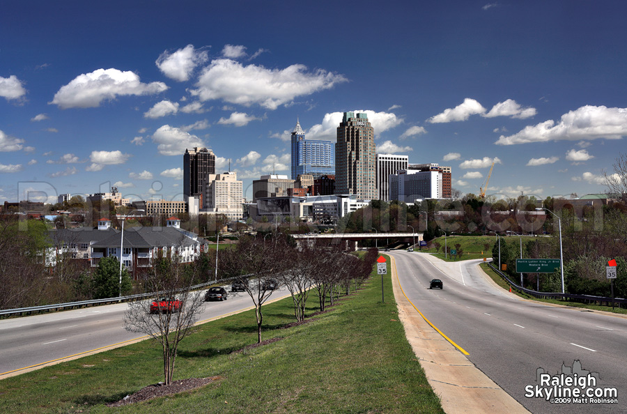 Look to the bottom right of the MLK overpass to spot the sign.