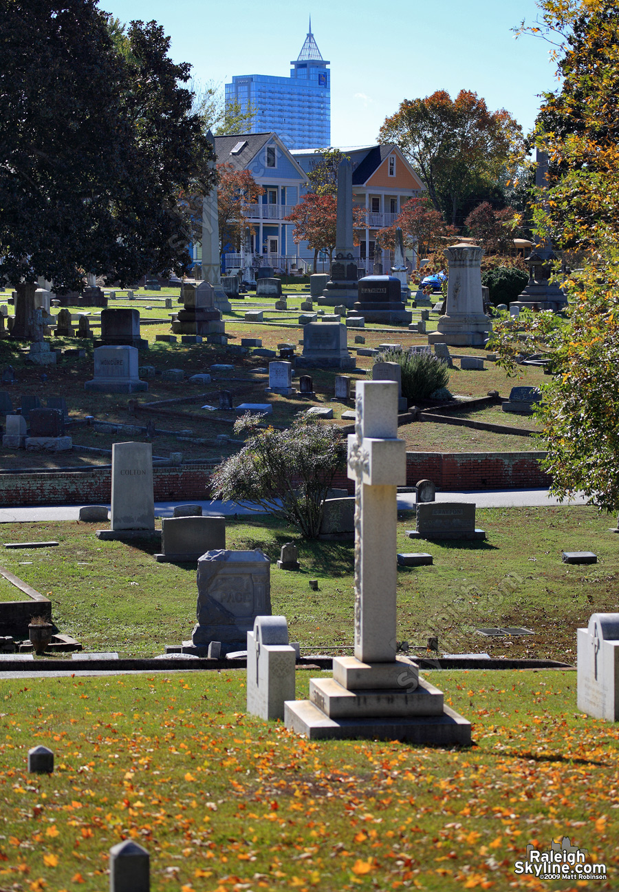 RBC Plaza peeks into Oakwood Cemetery