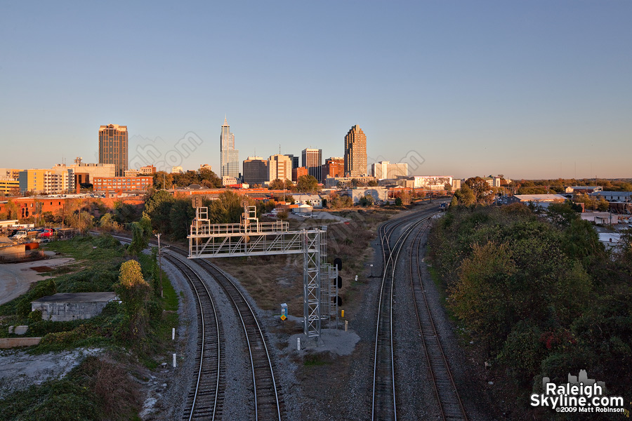 View above the train signal at the Boylan Wye