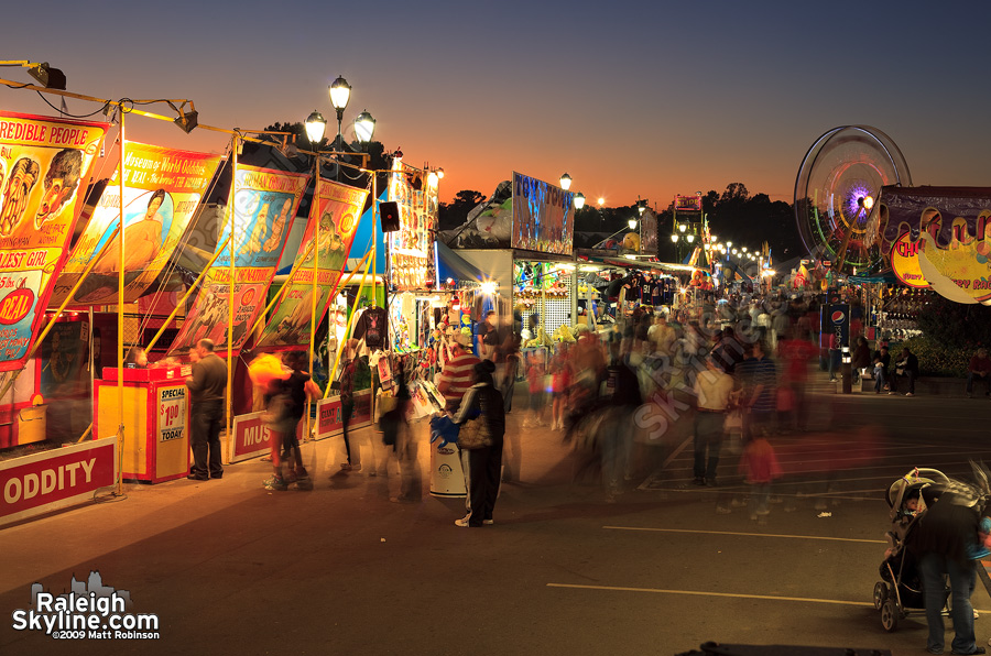 North Carolina State Fair at sunset