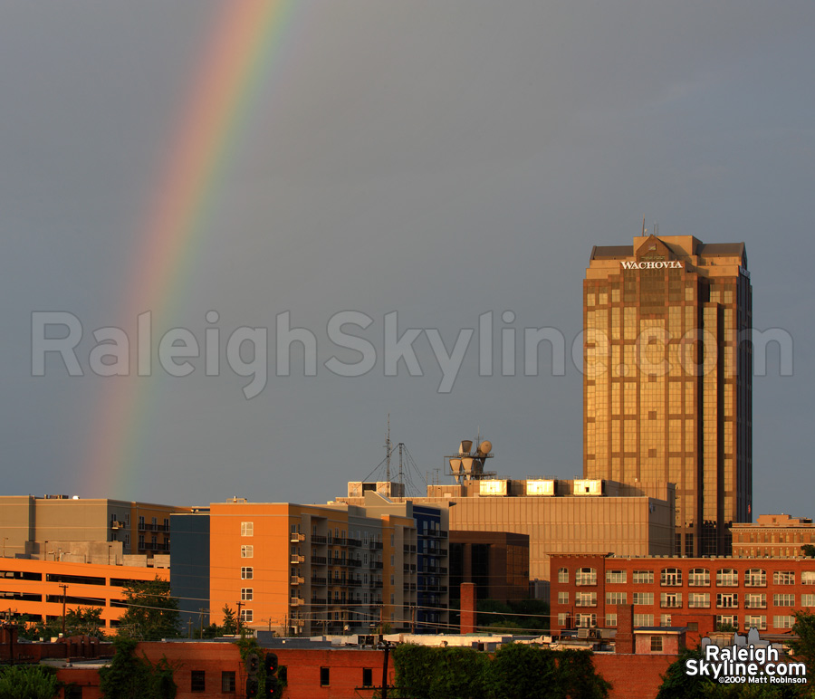 A rainbow meets Raleigh's newest colorful building