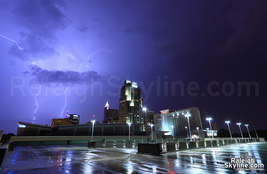 Lightning in the skies over downtown Raleigh