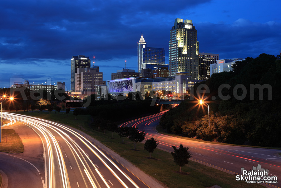 Traffic streams into downtown Raleigh