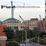 Green square tower crane