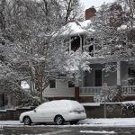 Snowy houses in Raleigh