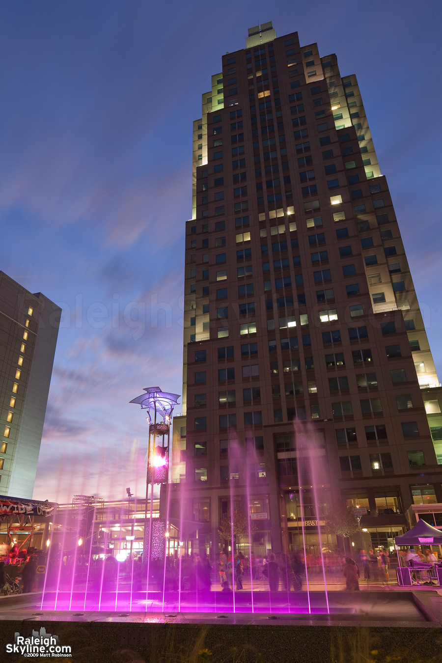 Two Hannover Square with City Plaza fountain