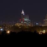 Nighttime skyline from the course