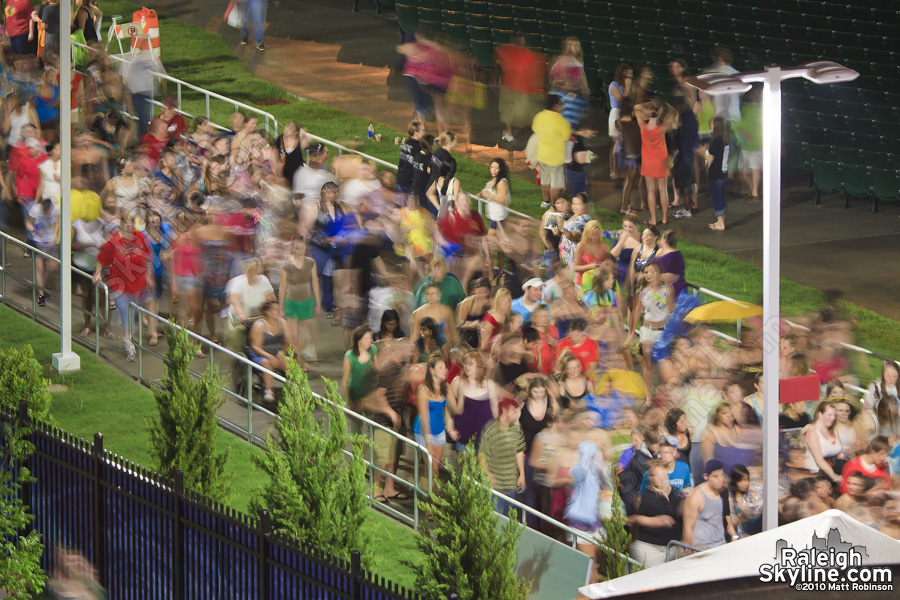 Fans leaving the Raleigh Amphitheater