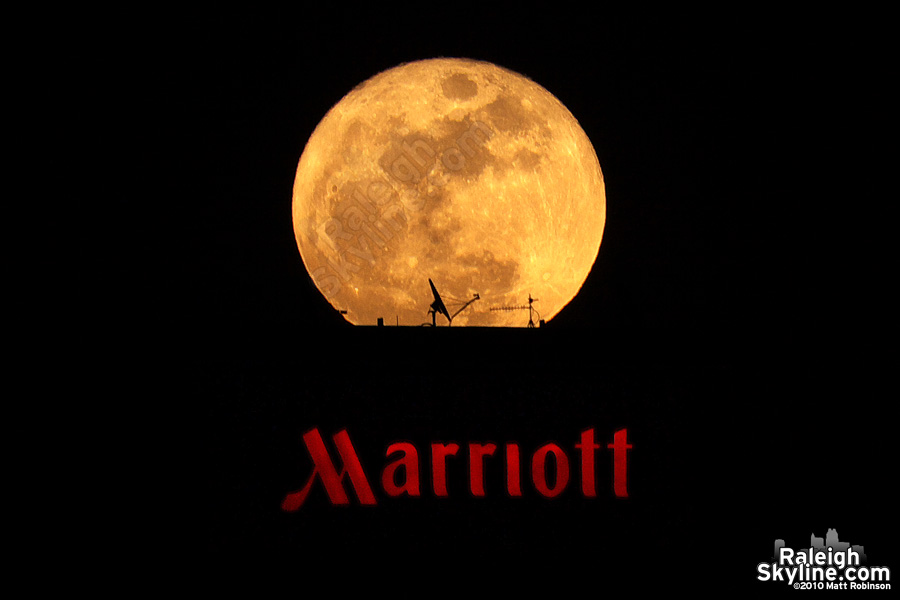 Raleigh Marriott Satellite dish and the moon